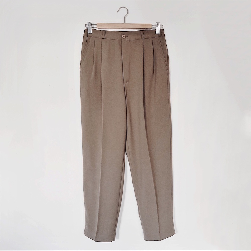 taupe high waist tapered trouser pant | VTG minimalist petite 28 29 30 inch